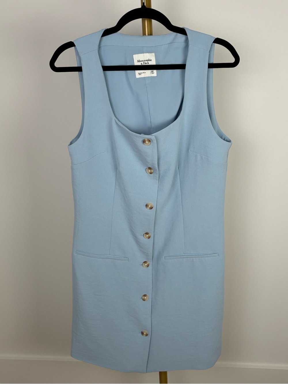 Abercrombie & Fitch Blue Button Front Tailored Mini Dress Medium Tall